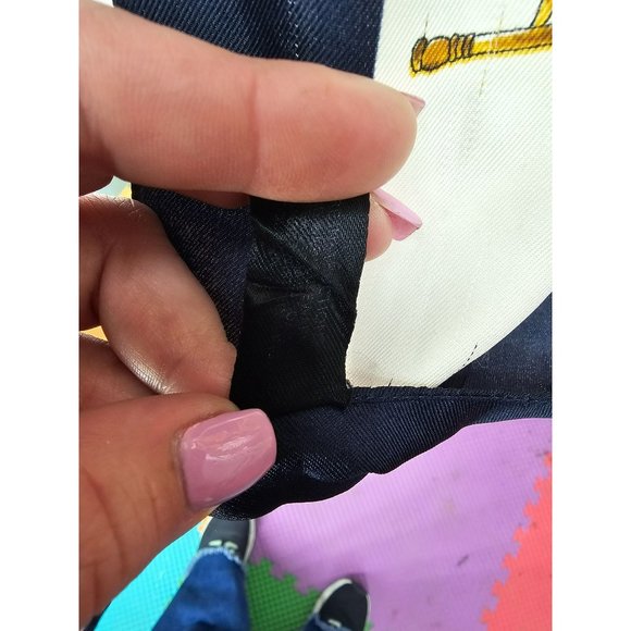 Italian Specialty House Square Polyester Navy Blue White Horse Saddle Gold Scarf - Picture 9 of 10